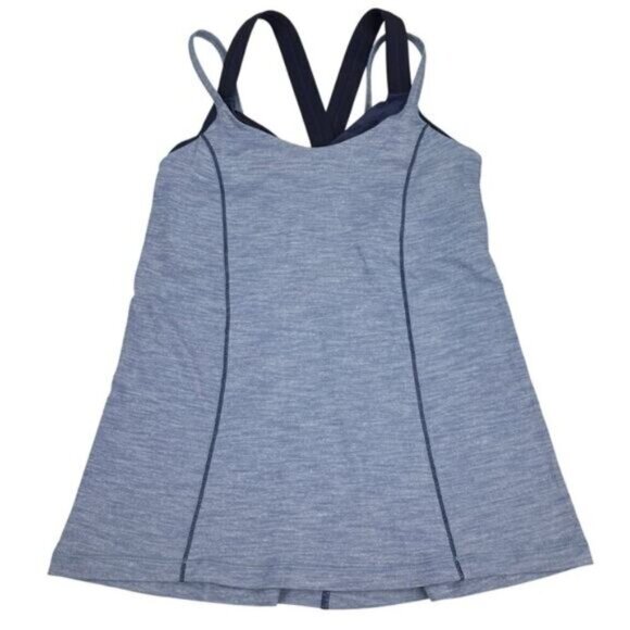 Lululemon Run For Gold Tank Luxtreme Heathered Blue Denim Womens Size 6 - Picture 5 of 8